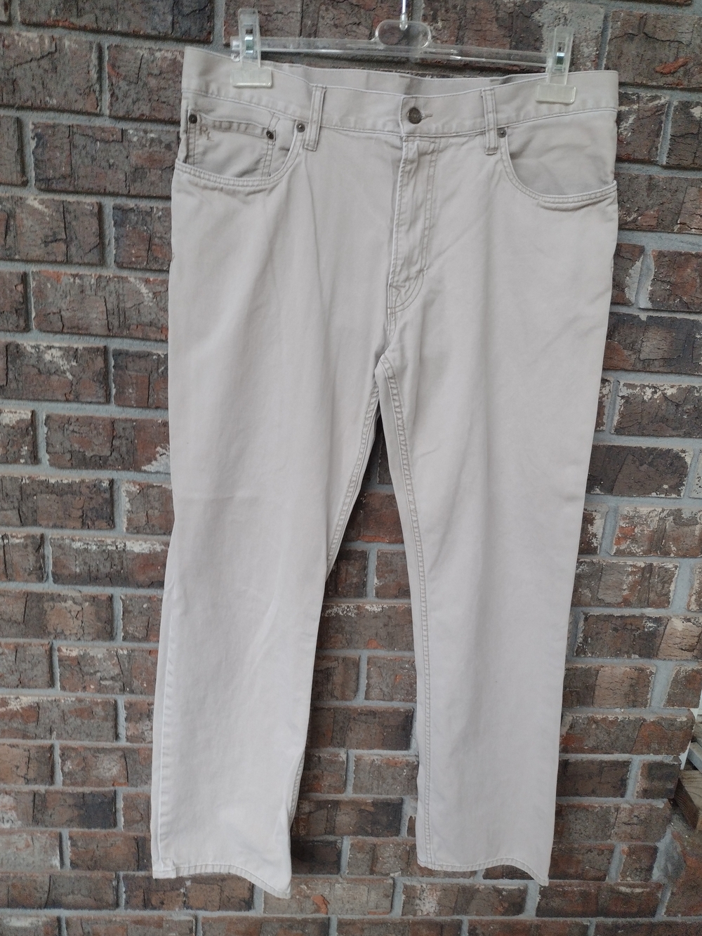 Polo Ralph Lauren 650 Straight Pants Men's 36 X 31 Beige 5 Pocket Casual Logo